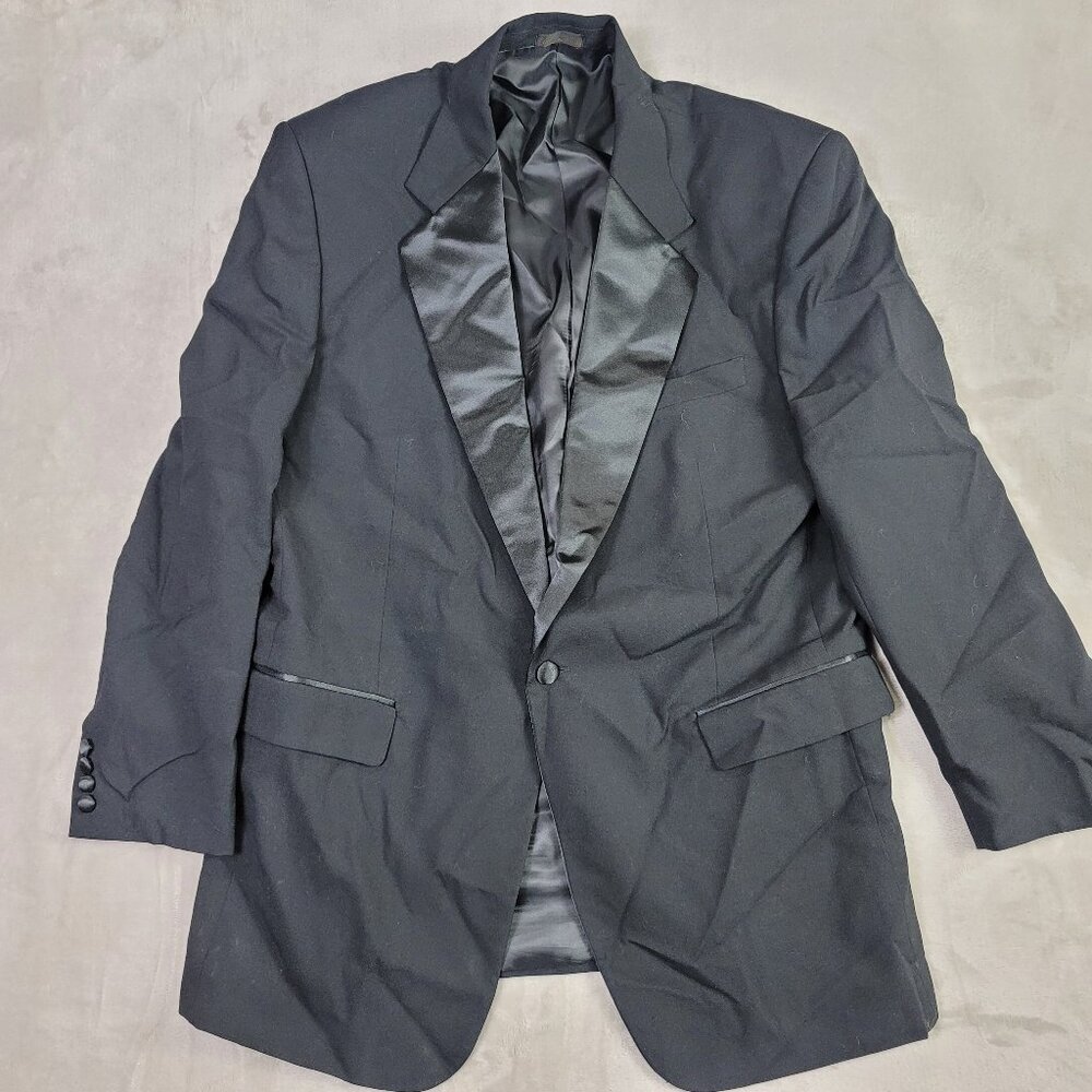 Giorgio Sant Angelo Vintage Black 100% Wool Men's Blazer Coat | Size 44L